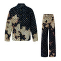 Louis Vuitton Men's Autumn and Winter Pattern Printed Lapel Single Breasted Denim Jacket Jeans Pants Set Suit #97775