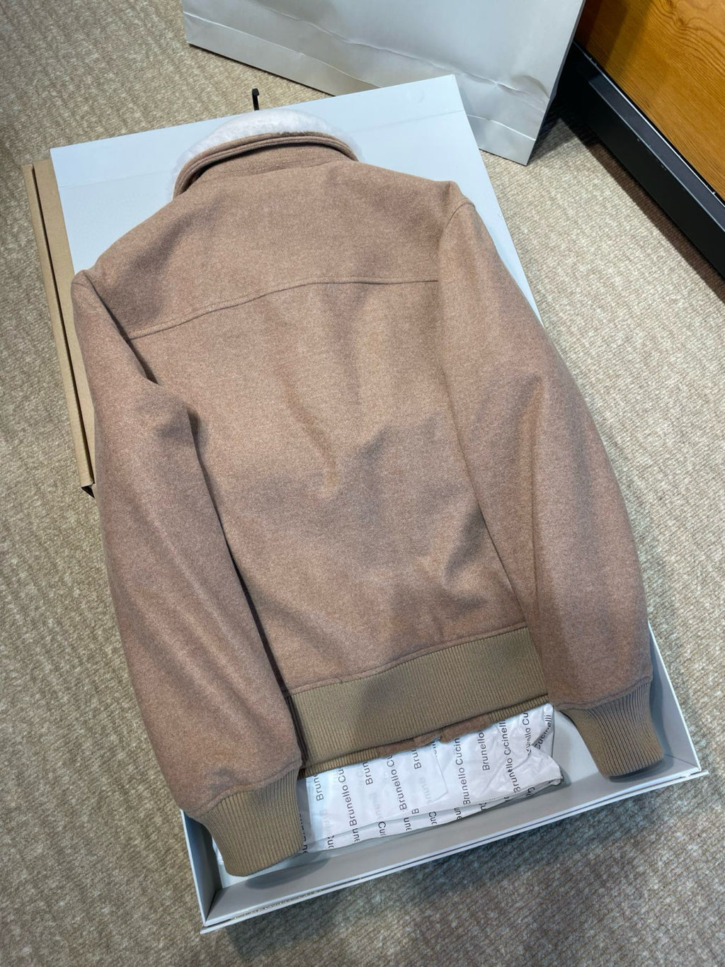 Brunello Cucinelli Men's Spring/Autumn Double-Chain Head Zipper Solid Color Detachable Collar Long Sleeve Pilot Jacket Ngvp #2291