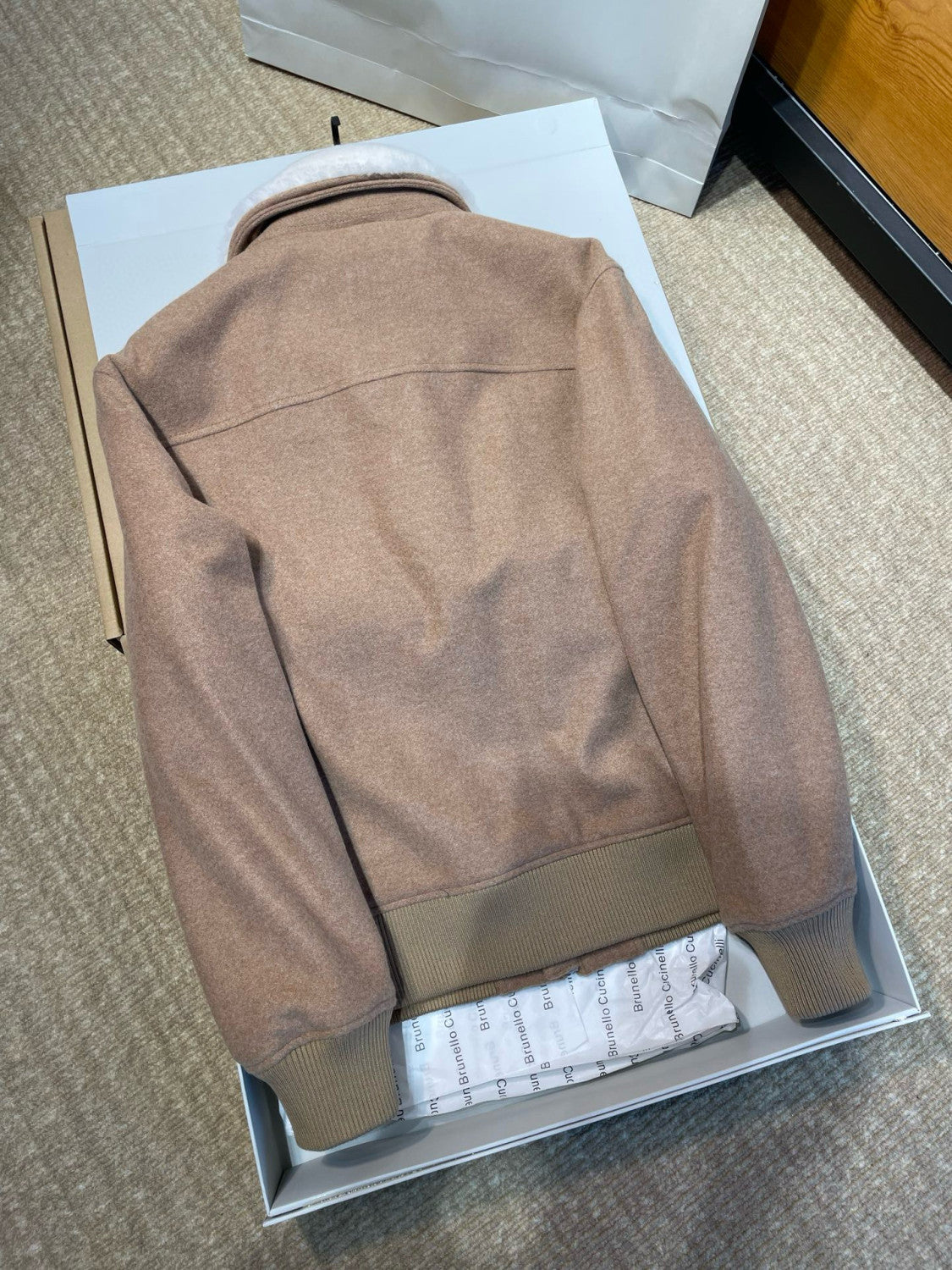 Brunello Cucinelli Men's Spring/Autumn Double-Chain Head Zipper Solid Color Detachable Collar Long Sleeve Pilot Jacket Ngvp #2291