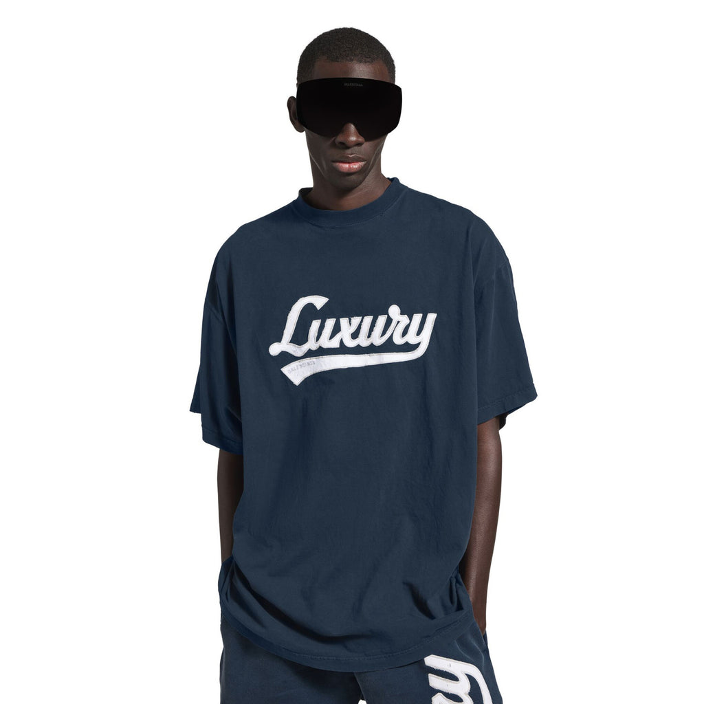 Balenciaga ﻿﻿LUXURY SCRIPT Men's And Women's Summer Fashion Casual Solid Color Crew Neck Letter Patch Plain Knit Fabric Short Sleeve T-Shirt #78876