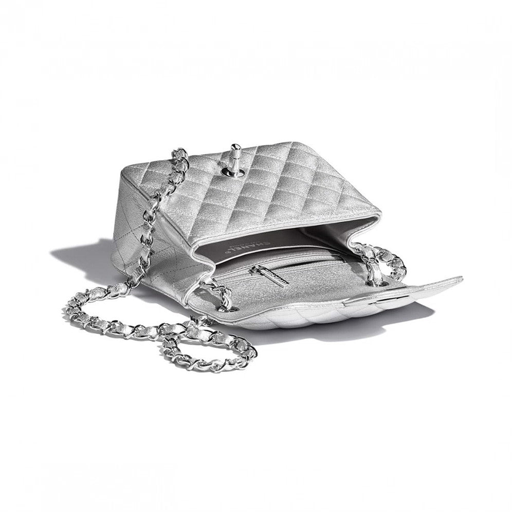 Chanel Classic Flap CF Lambskin Chain Bag Shoulder Bag Women's Silver #334148