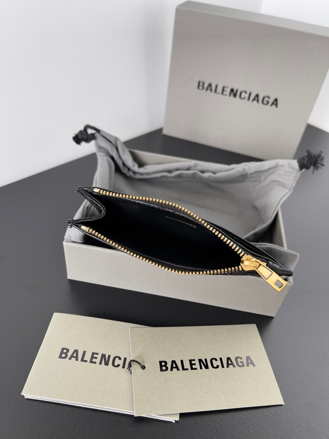 Balenciaga Women's Retro Old Card Bag Leather Coin Purse Wallet Solid Color Bags #71935