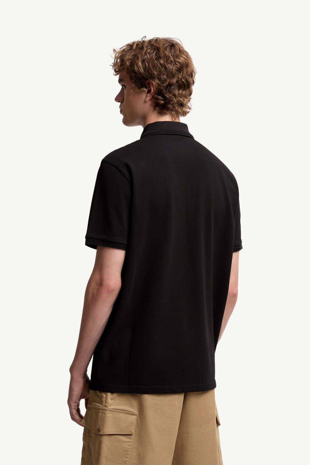 Moncler Black Logo Patch Cotton Piquet Polo Shirt Polos T-shirts #375497