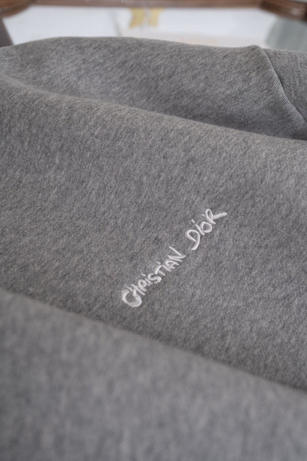Dior Men's Spring and Autumn Gray Embroidered Letter Logo Round Neck Cotton Long Sleeve Sweatshirt Pullover #72898