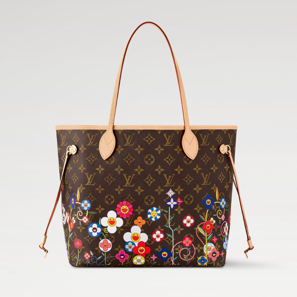 Louis Vuitton LV x TM Neverfull MM Women's Logo Printed Leather Tote Shopping Bag Shoulder Bags M13271 #76323