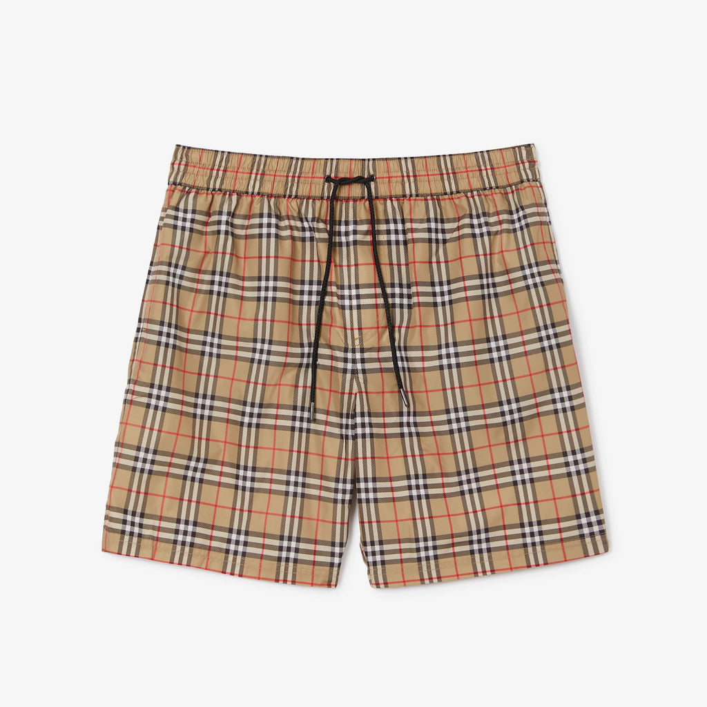 Burberry Men's Summer Check Drawstring Cinch Band Polyester Casual Shorts #99517
