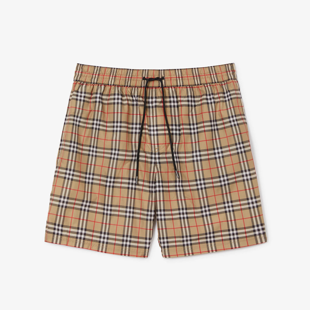 Burberry Men's Summer Check Drawstring Cinch Band Polyester Casual Shorts #99517