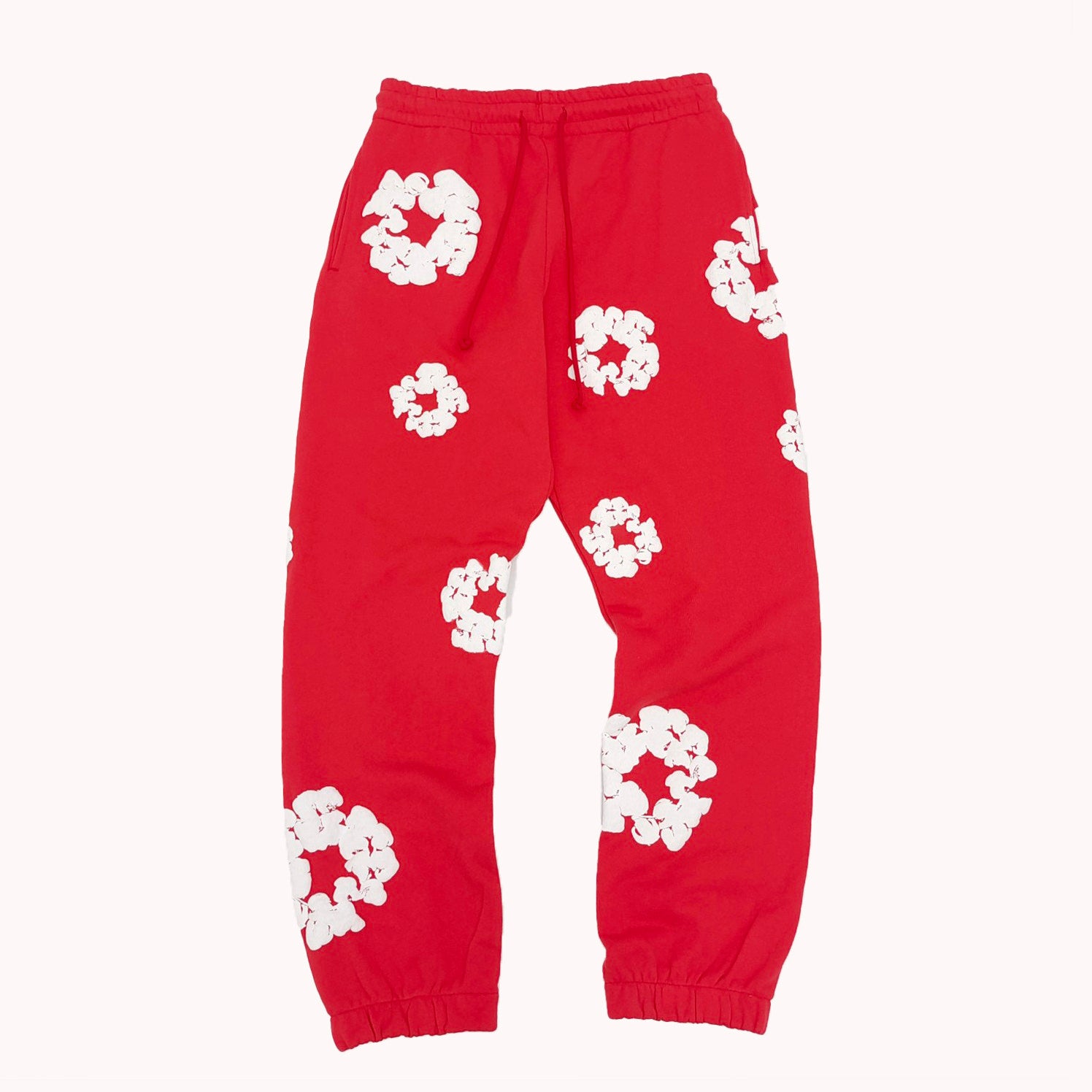 Denim Tears Men's And Women's Spring And Autumn Fashion Trends High Street Kapok Flower Casual Cotton Ribbed Loose Pants Ngvp #8877