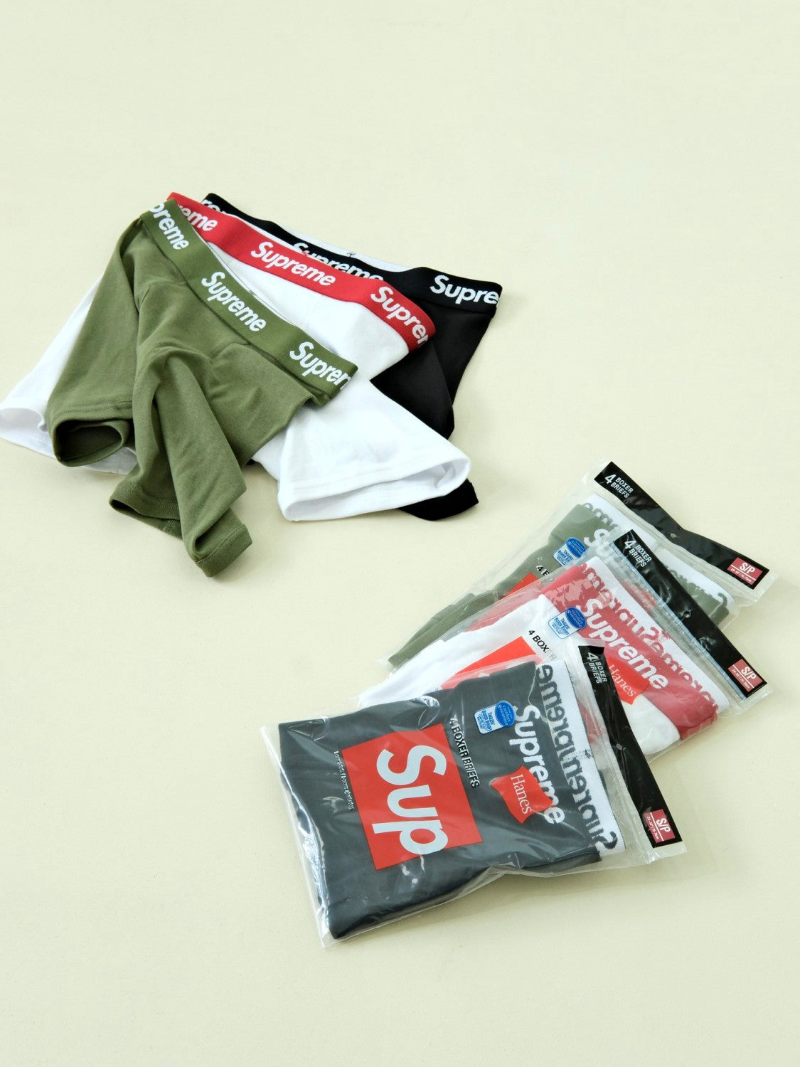 Supreme  Men's And Women's All-season Logo High-waisted Briefs Fashion Trend Fit Underpants Three Pairs #71314