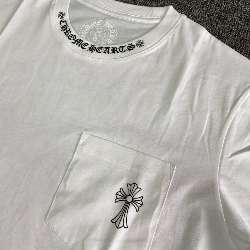 Chrome Hearts Men's Summer Solid Color Cross Print Round Neck Cotton Short Sleeve T-Shirt #77173