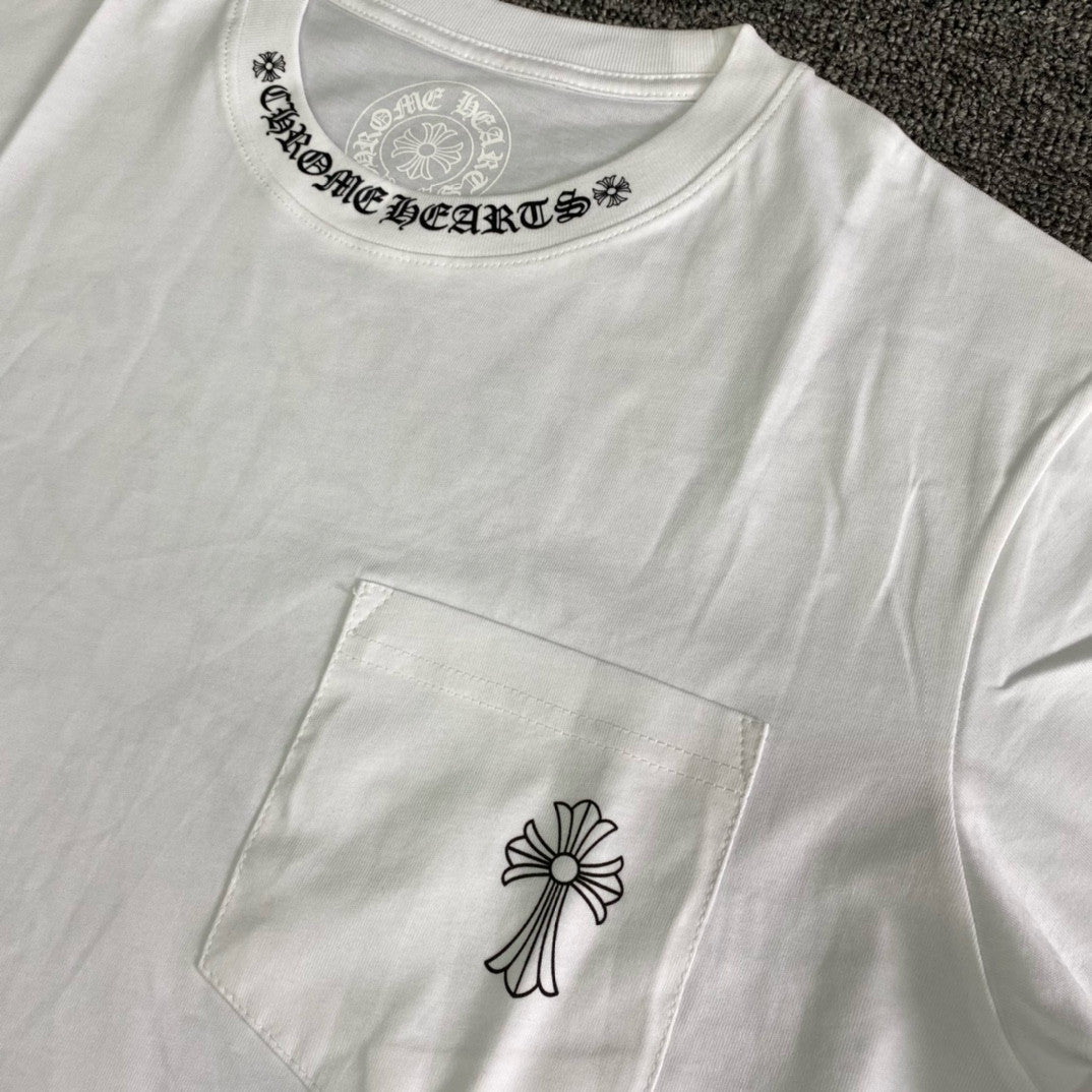 Chrome Hearts Men's Summer Solid Color Cross Print Round Neck Cotton Short Sleeve T-Shirt #77173