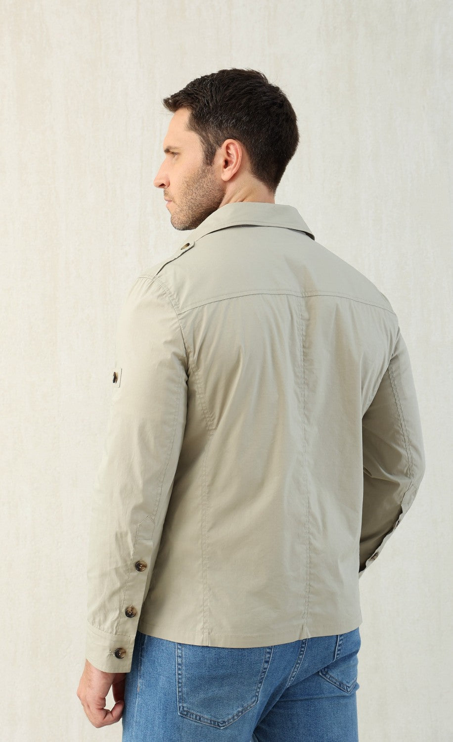 Brunello Cucinelli Men's Spring & Fall Lightweight Water-Resistant Techno Cotton Unlined Safari Jacket Solid Color Lapel Single Breasted Shirt Style Jacket Ngvp #1946