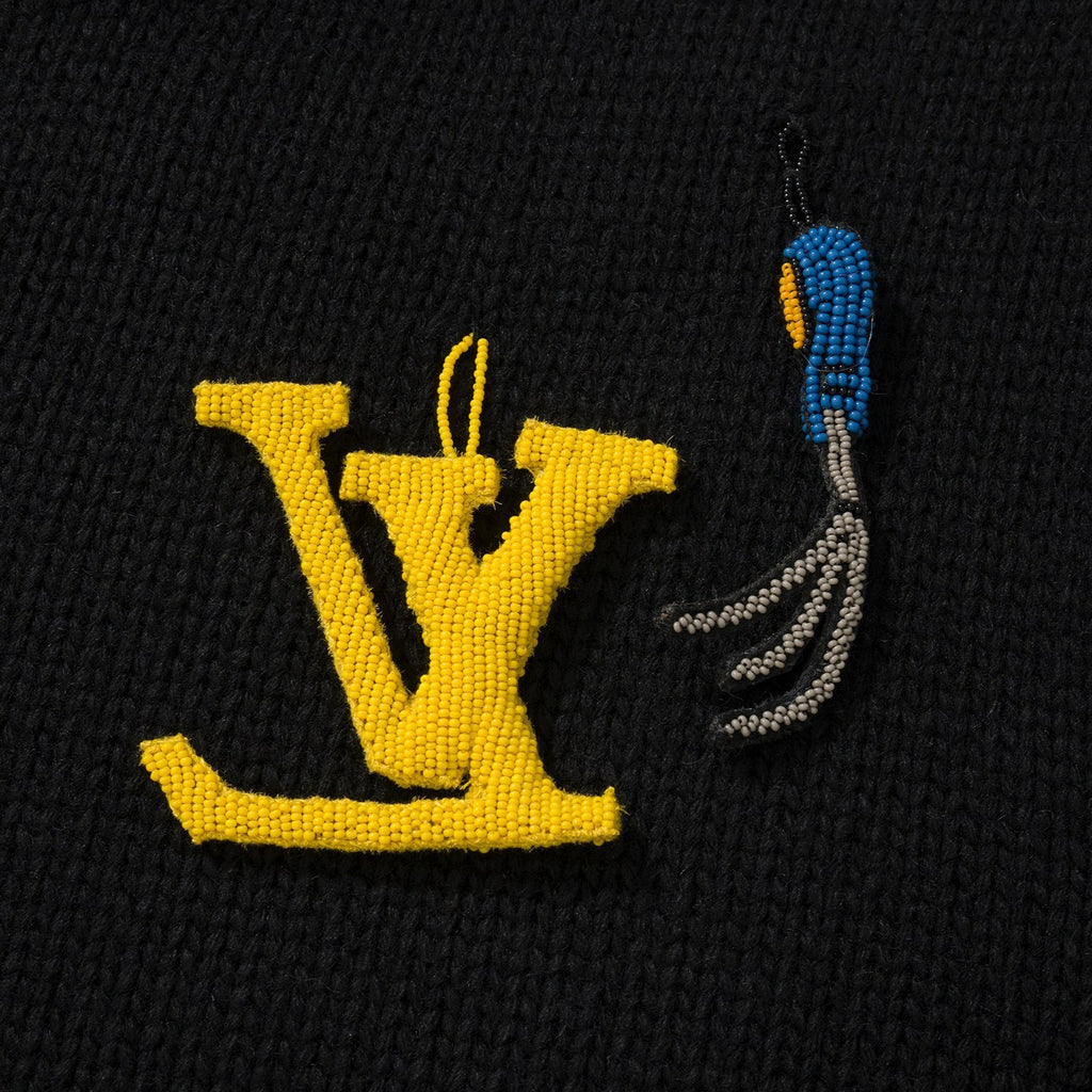 Louis Vuitton Men's Autumn and Winter Black Embroidered Letter Logo Tool Pattern Round Neck Long Sleeve Sweater Pullover #73158