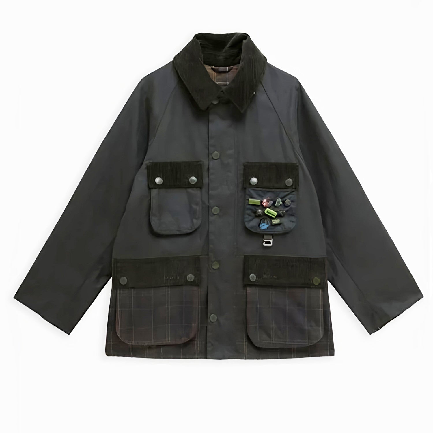 Barbour × Crocs Men's Women's Fall And Winter Lapel Oil Wax Jacket Badge Fashion Trend Pockets Casual Hooded Single-breasted Jacket Ngvp #2624