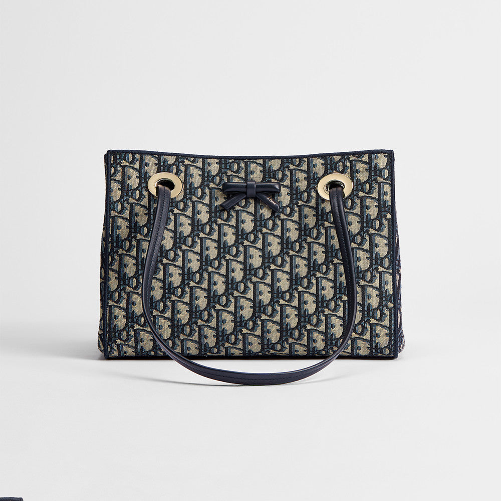 DIOR Small Dior Promenade Shopping Bag Blue Dior Oblique Jacquard #376636