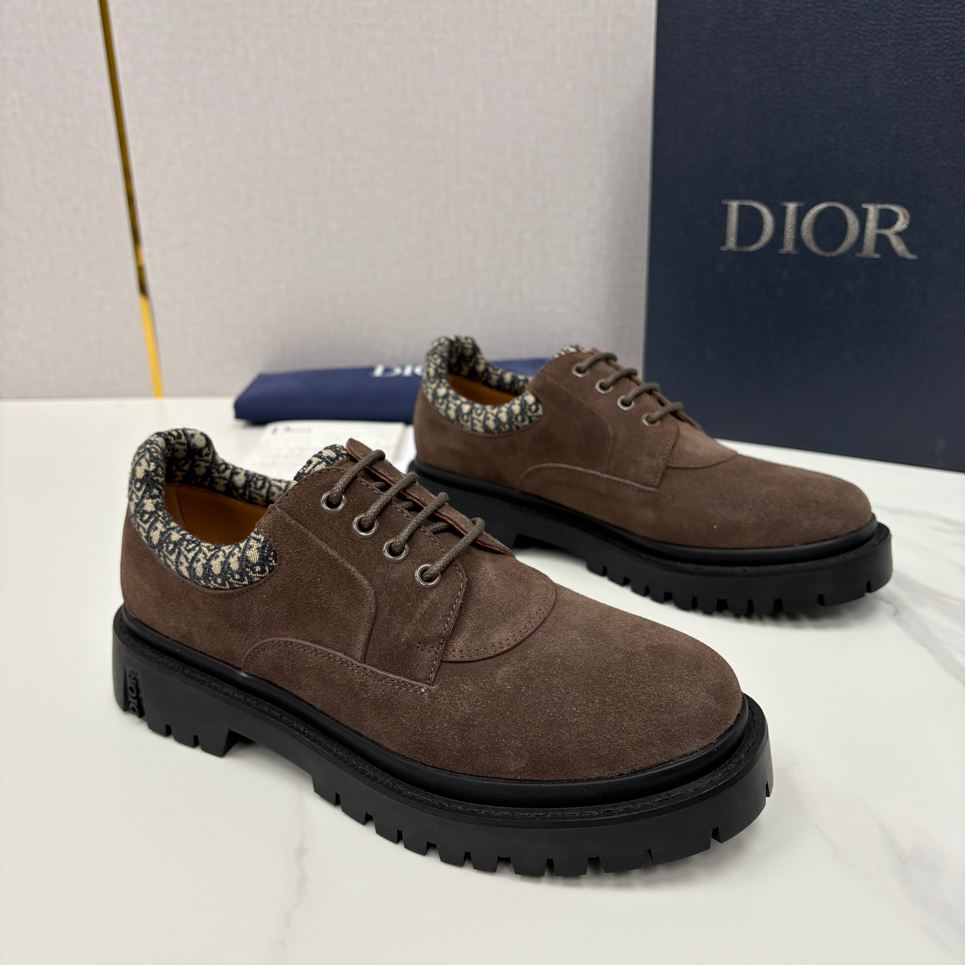 DIOR Dior Explorer III Derby Shoe Black Smooth Calfskin and Black Dior Oblique Jacquard #336111