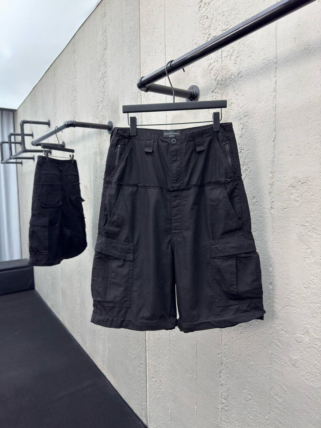 Balenciaga Men's and Women's Spring/Autumn Solid Colour Loose-Fit Wide-Leg Patchwork Work Trousers Pants #77959