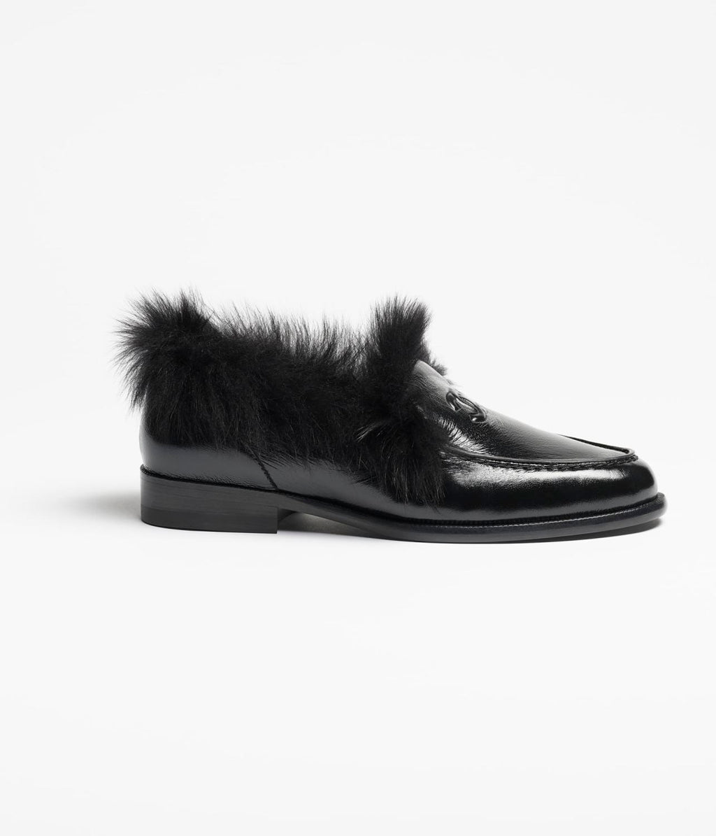 Chanel Women's Flat Loafers Suede Glossy Pleated Lambskin And Double-Sided Shearling Lambskin #333067