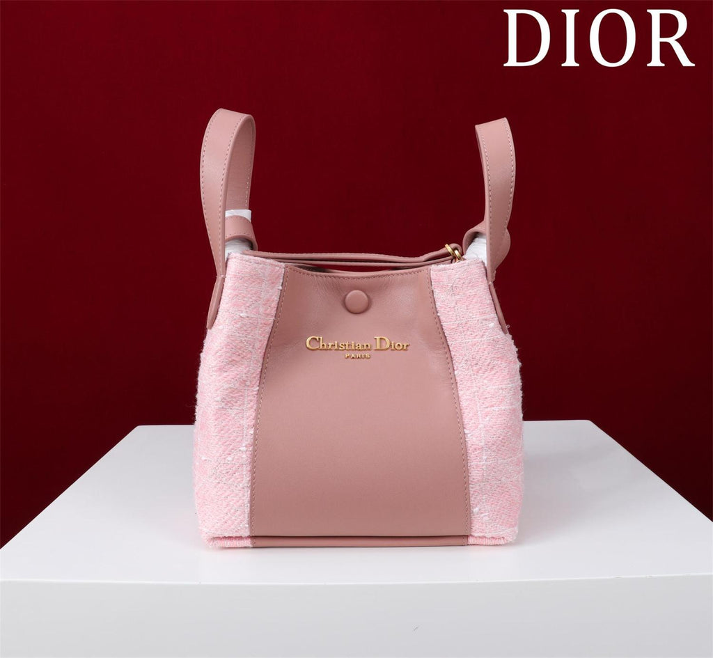 Dior Women's Solid Color Tweed & Leather Tote Shoulder Bag Bags #75973