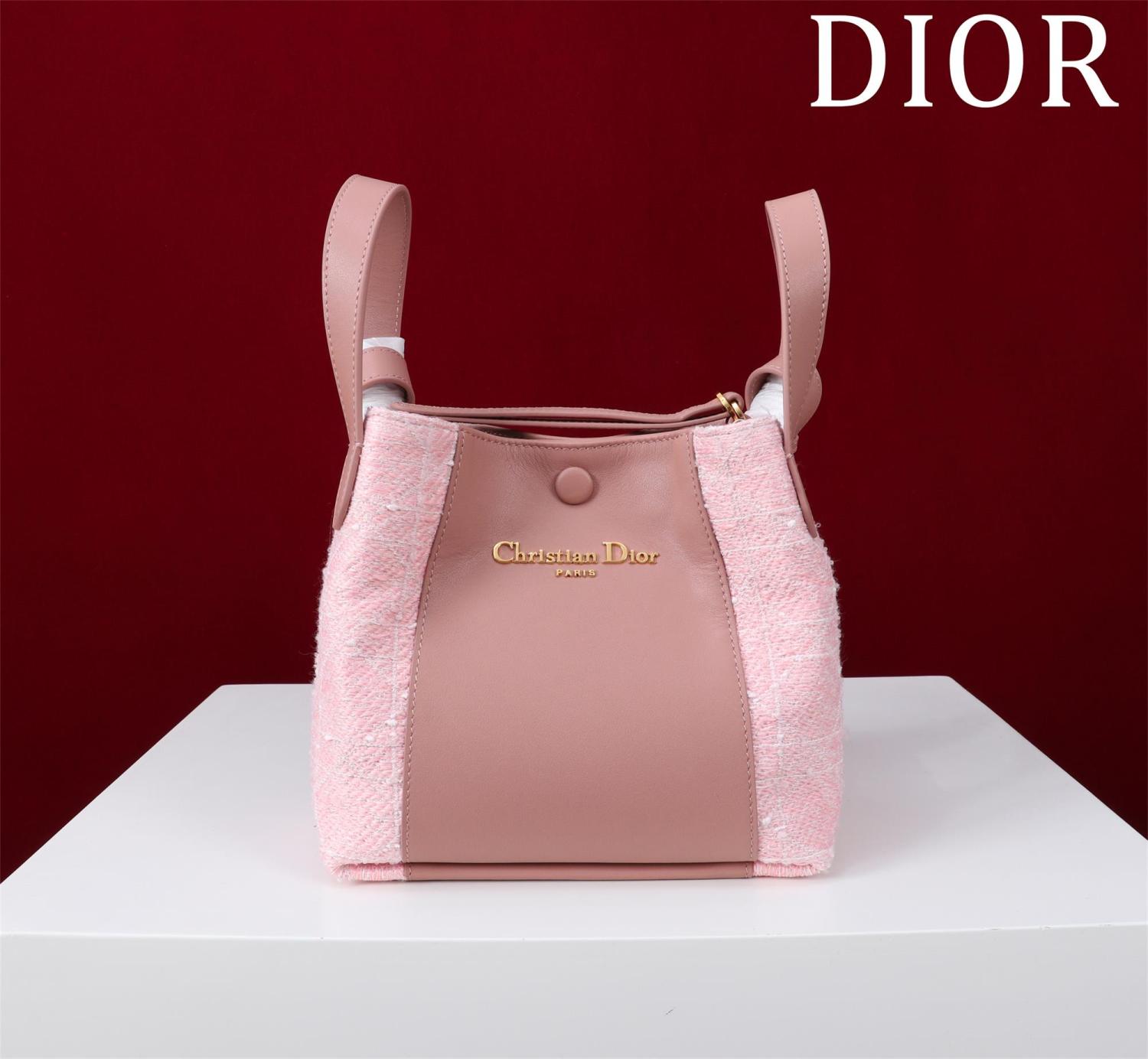 Dior Women's Solid Color Tweed & Leather Tote Shoulder Bag Bags #75973