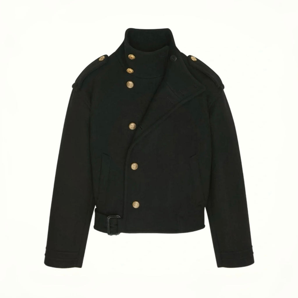 Saint Laurent Men's Spring And Fall Solid Color Wool Lapel Single-Breasted Loose Jacket Long-Sleeved Coat Ngvp #7358