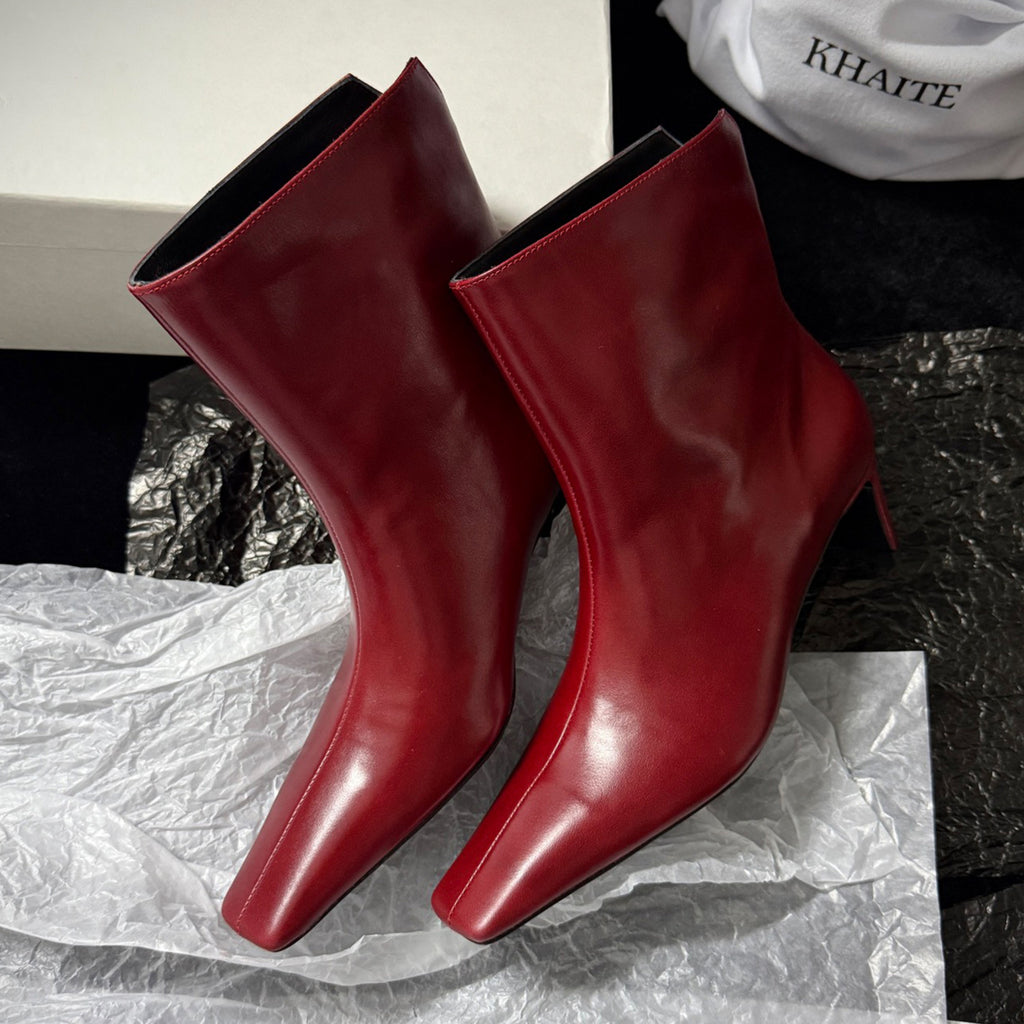 Khaite Ona Ankle Boot  Women's Fashionable Autumn/winter Mid-calf Boots Stylish Fashionable And Sexy Snake-print Short Shoes #2171