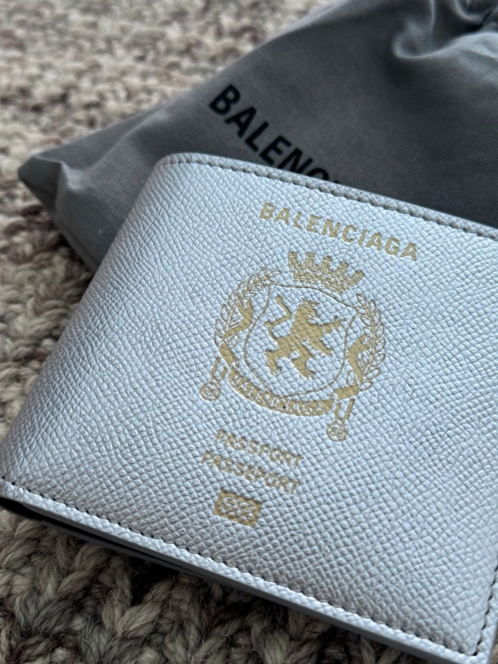 Balenciaga Men' Passport Square Folded Wallet in Silver #336007
