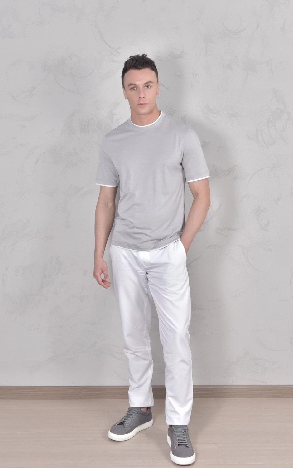 Brunello Cucinelli Men's Spring And Summer Fashion Trend Color Blocking Classic Short-sleeved Comfortable Positive Shoulder Round Neck T-shirt Tops #99379