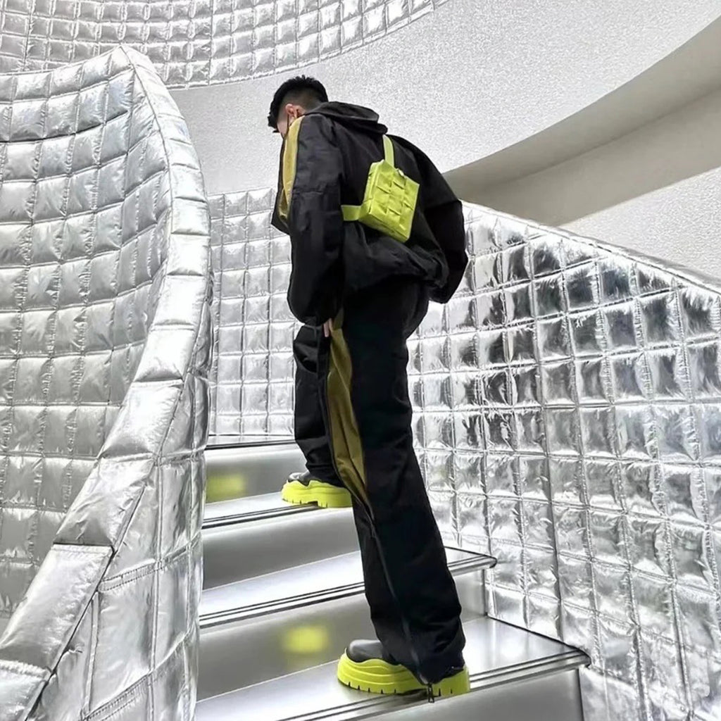 Bottega Veneta Colorblocked Zipper Drawstring Loose Hooded Jacket Casual Pants Suit Set Ngvp #6874