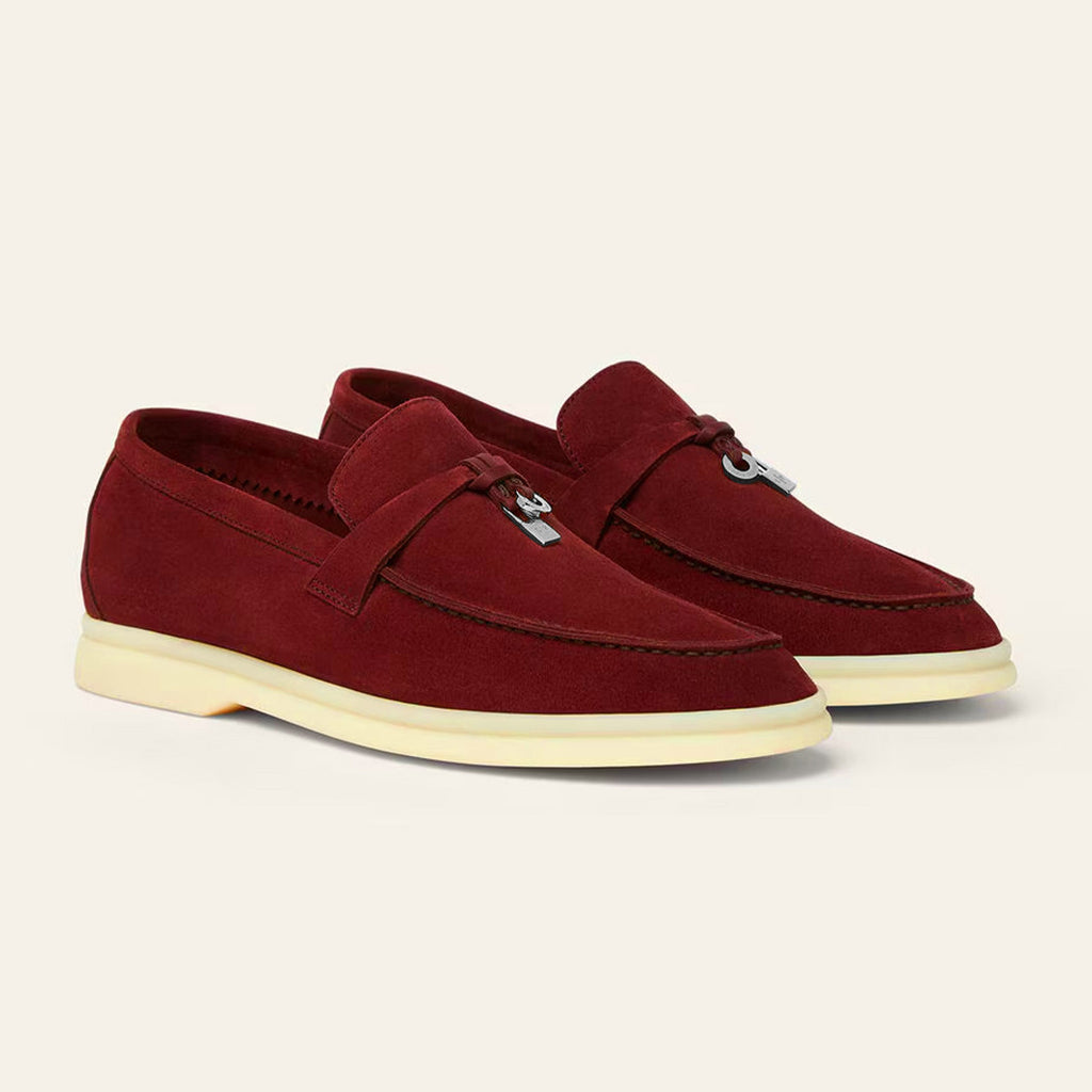 Loro Piana Women's Summer Charms Walk Mocassin Shoes Suede Round-Toe Solid-Color All-Season Casual Shoes #81538