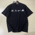 Balenciaga Men's Summer Black and White Cotton Round Neck Short Sleeve T-Shirt #97777