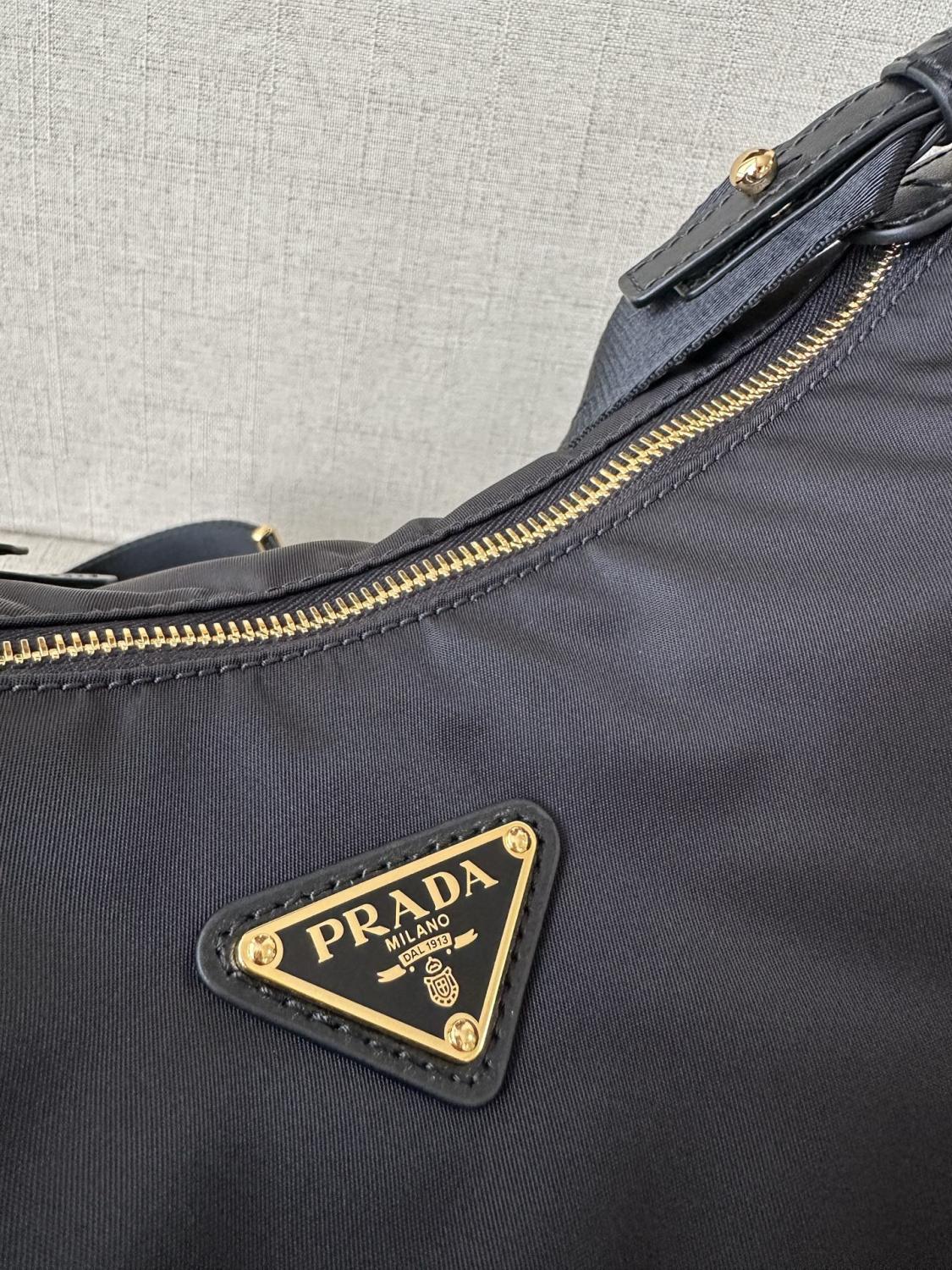 Prada Explore Women's Classic Solid Color Leather Zipper and Flap Pocket Recycled Nylon and Leather Handbag Shoulder Bag Crossbody Bag Bags #78673