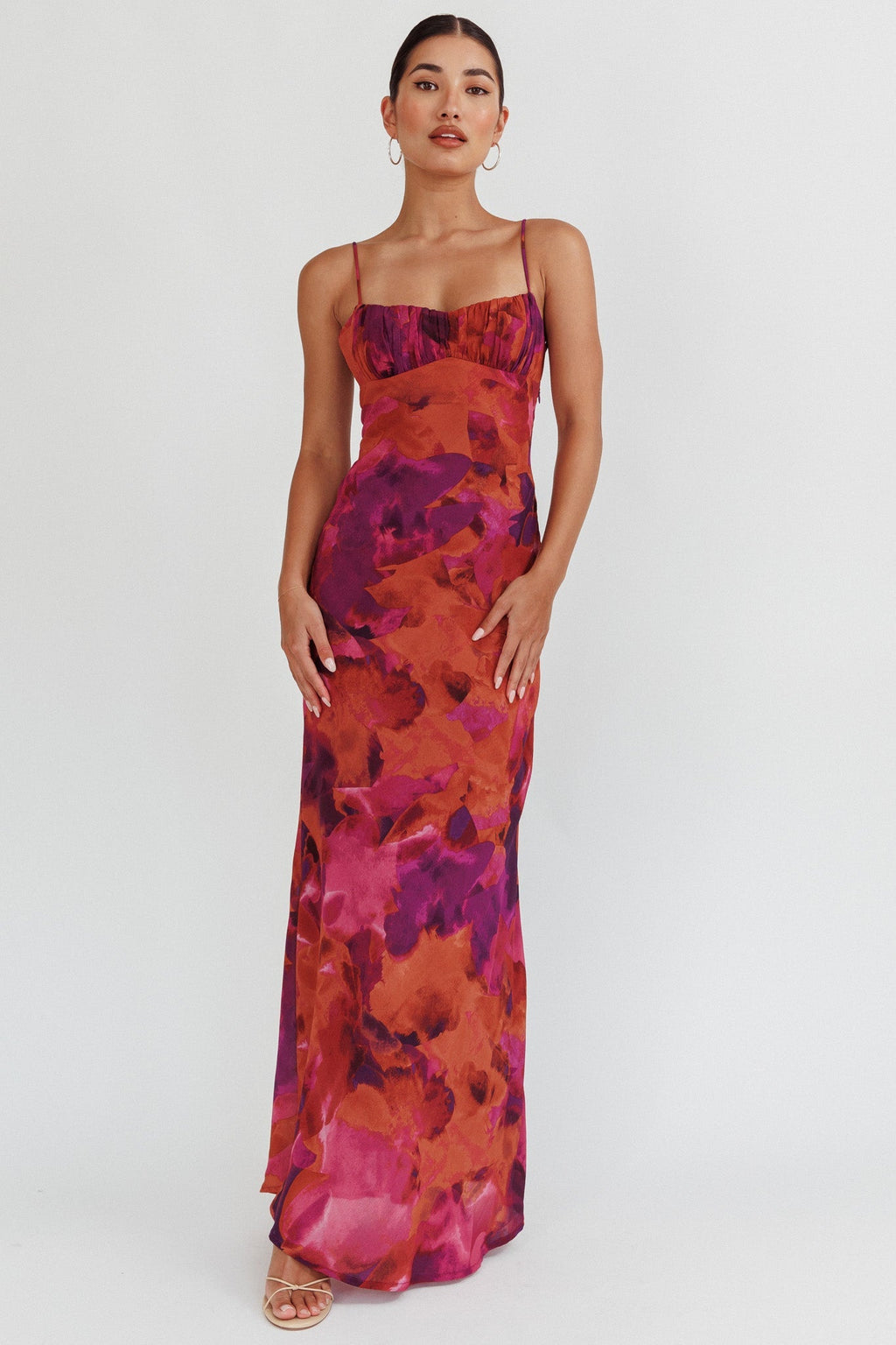 Nerida Low Back Twist Maxi Dress Dark Rose