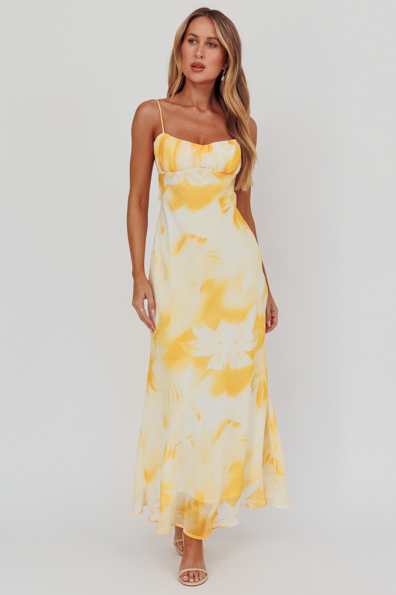 Nerida Low Back Twist Maxi Dress Lily Yellow