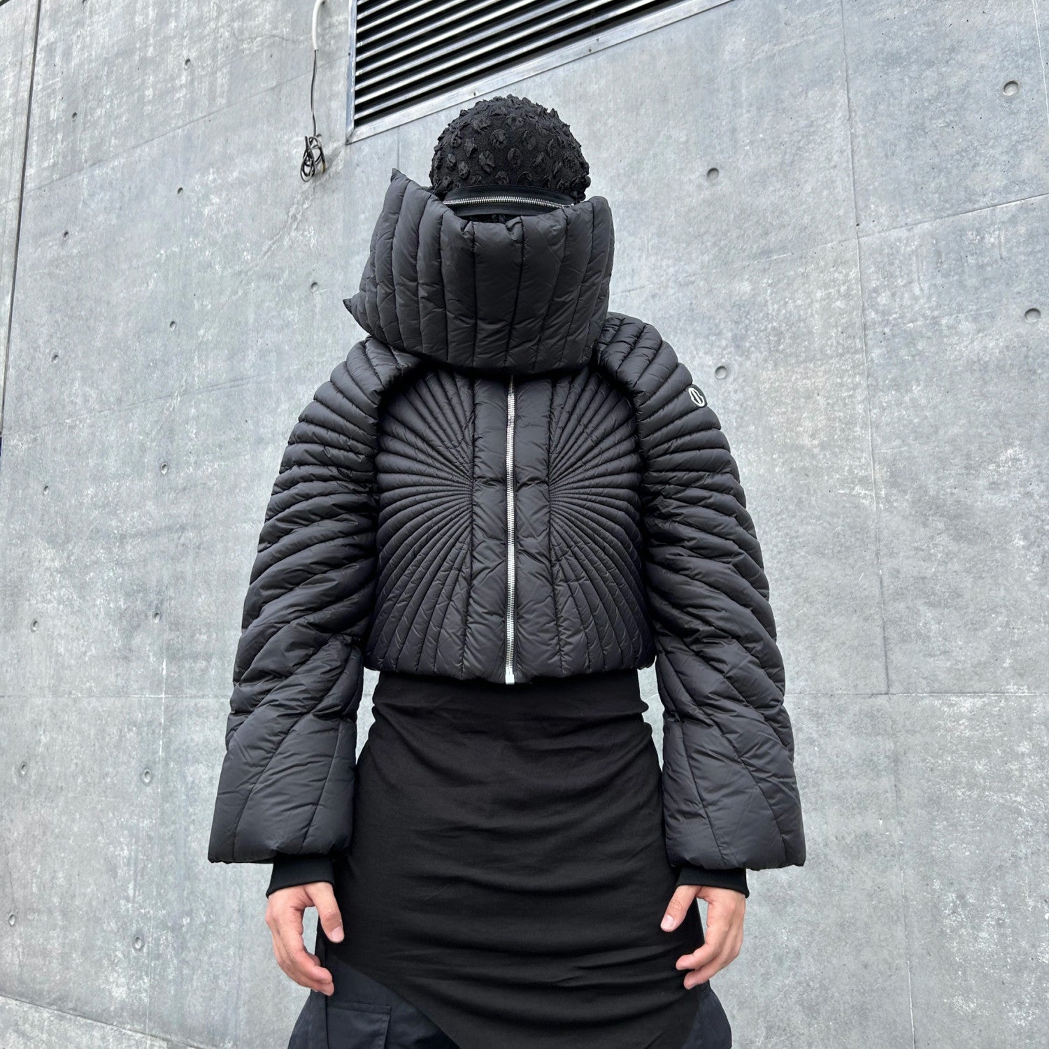 Moncler x Rick Owens Men Women Winter Solid Color Detachable Neck Collar Short Long Sleeve Puffer Down Jacket Black Fit Coat #8825