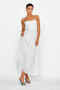 Well Wishing Textured Laced Back Midi Dress White