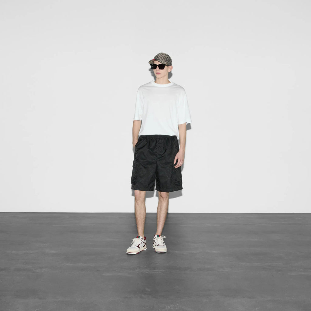 Gucci Men's Lightweight GG Nylon Jacquard Pocket Solid Color Summer Casual Elastic Shorts #76321