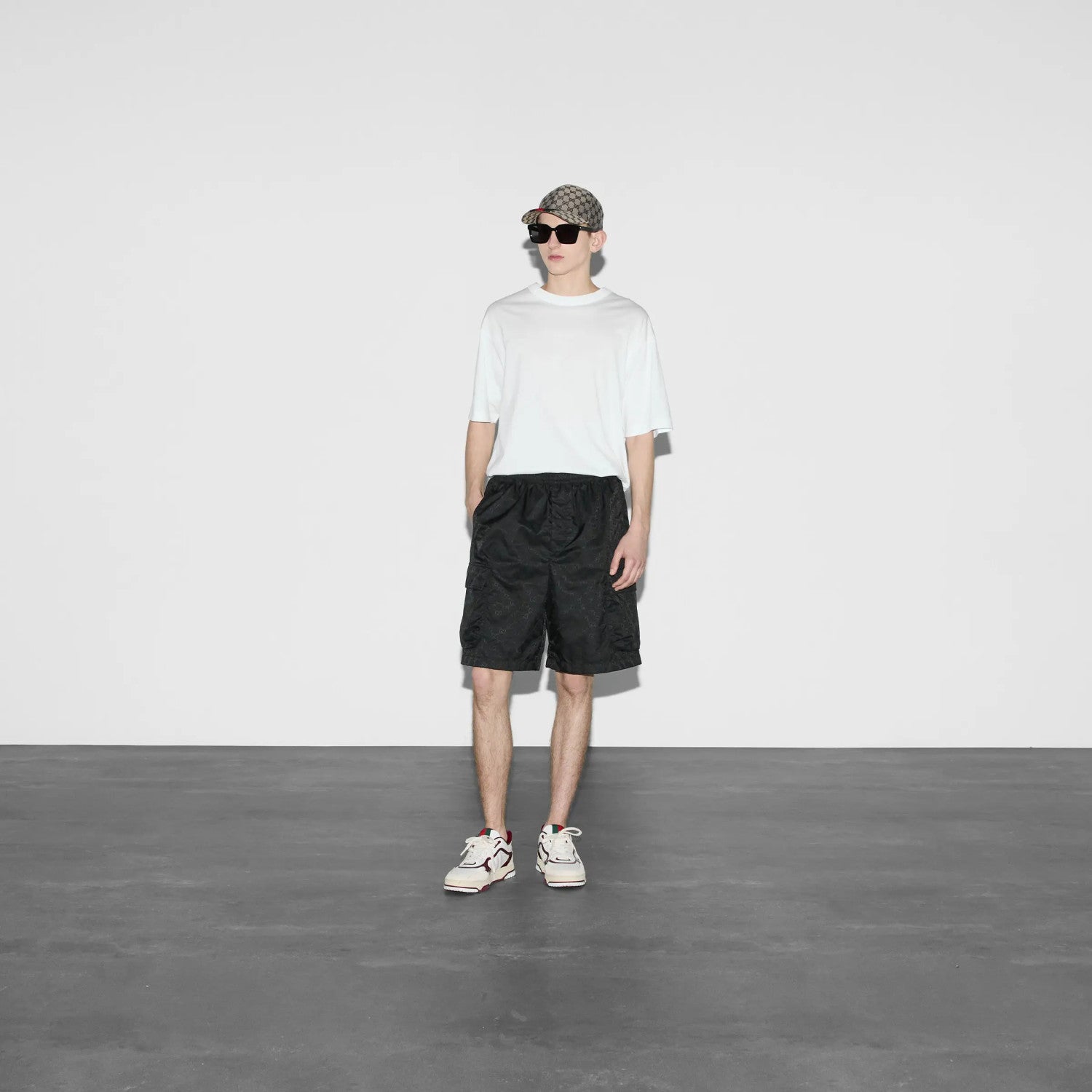 Gucci Men's Lightweight GG Nylon Jacquard Pocket Solid Color Summer Casual Elastic Shorts #76321