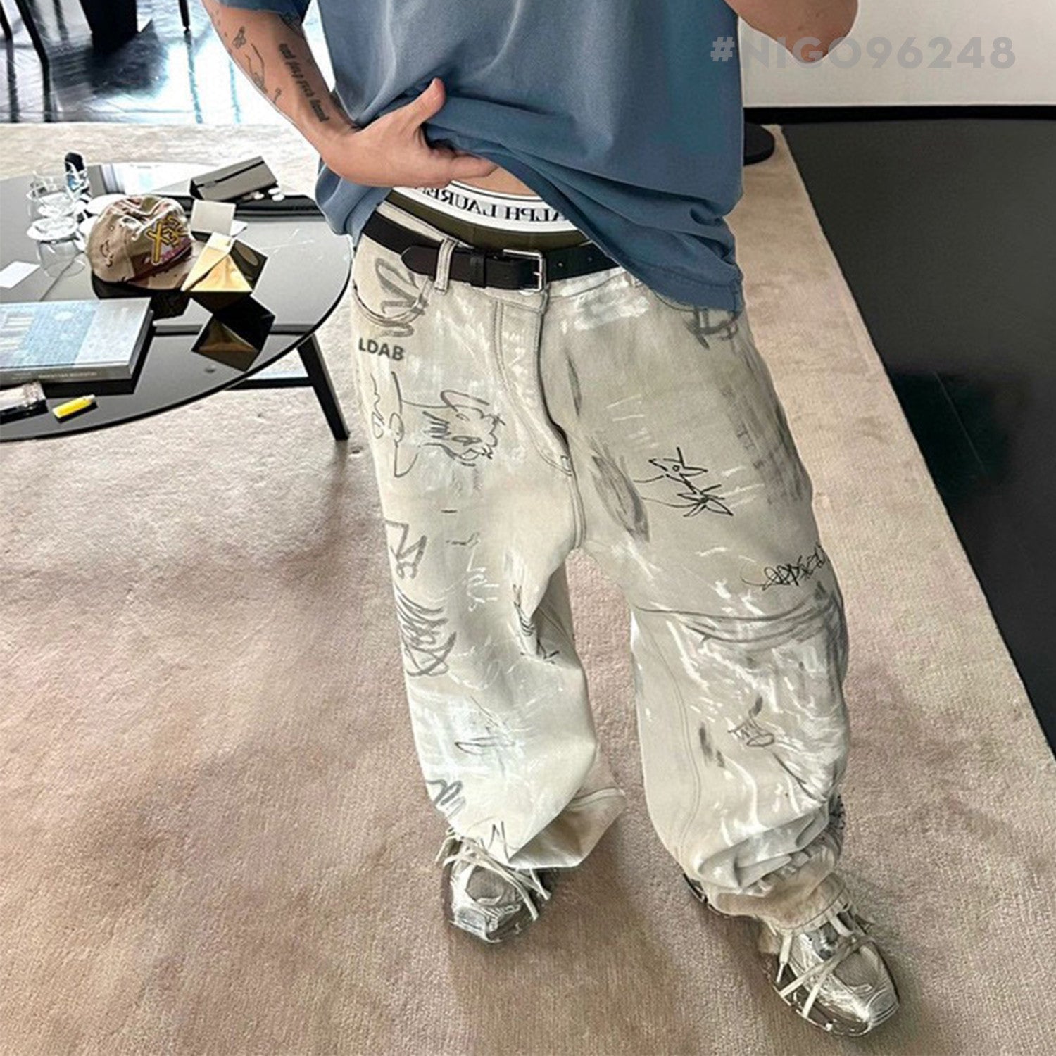 Balenciaga Graffiti Loose Fit Denim Pants Ngvp #6578