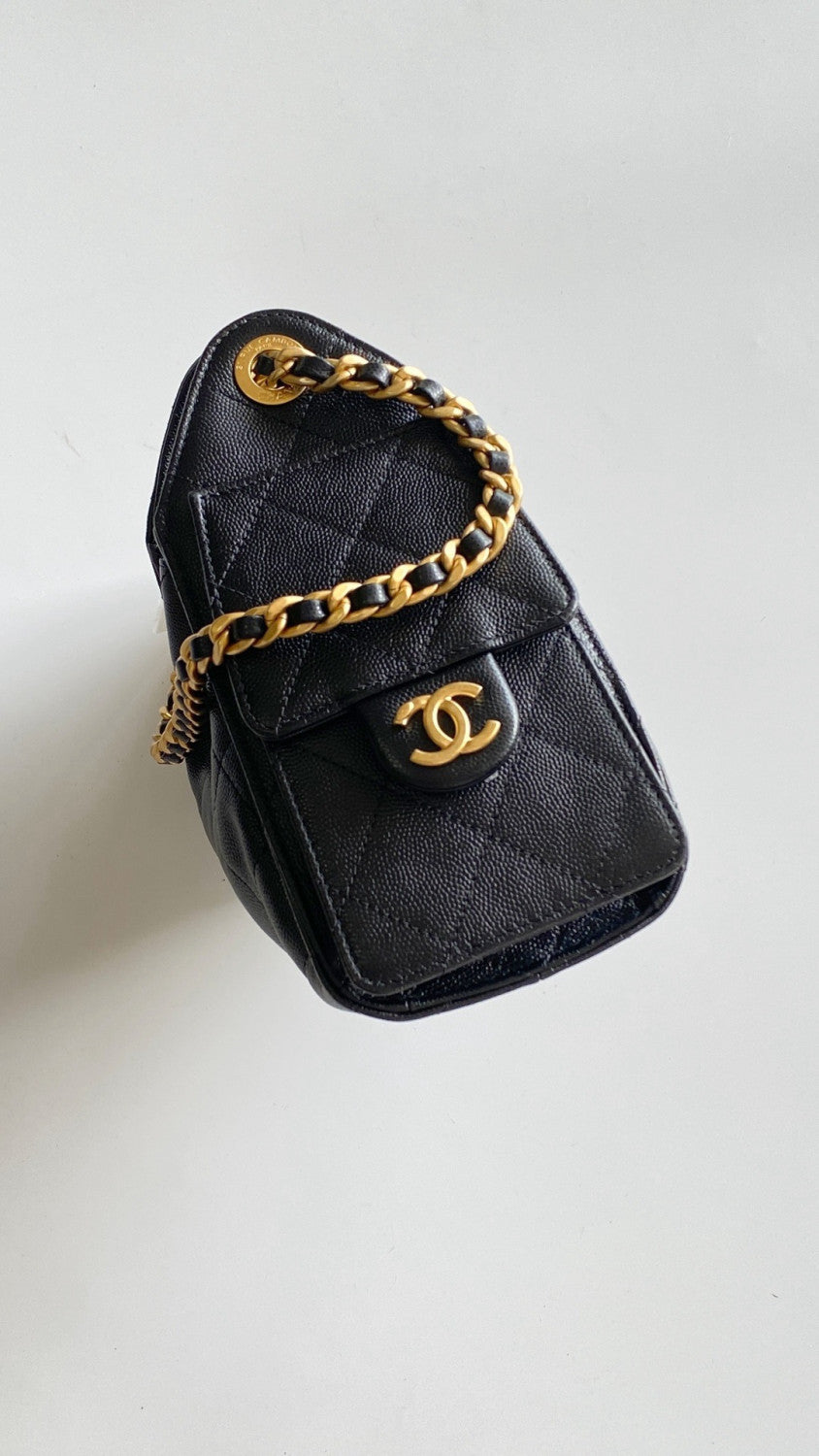 Chanel 25 Women's Mini Handbag Metallic Grained Embossed Calfskin And Silver Metal Silver #332929