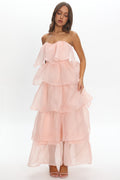 Behati Tiered Layer Midi Dress Pink