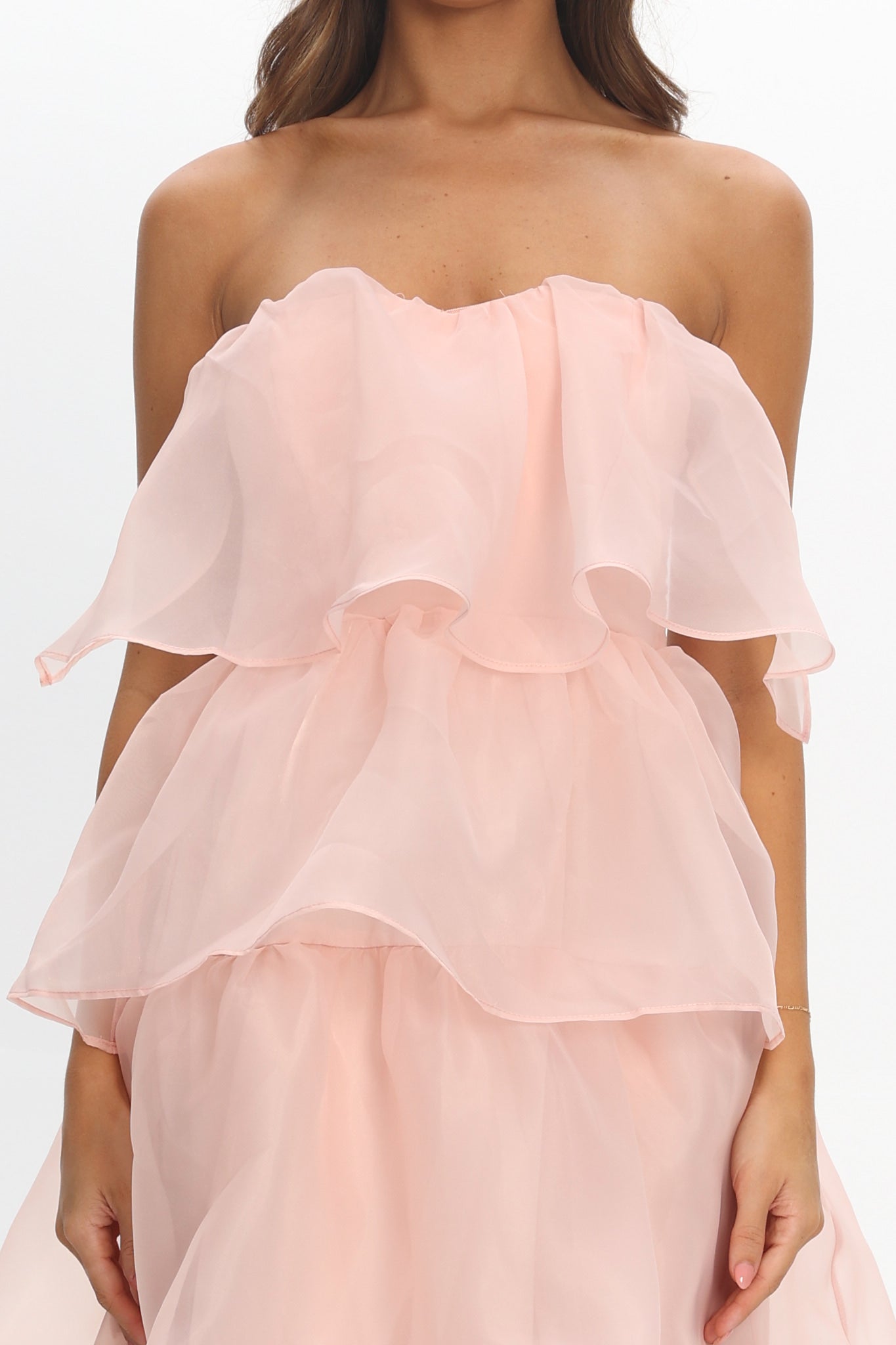 Behati Tiered Layer Midi Dress Pink