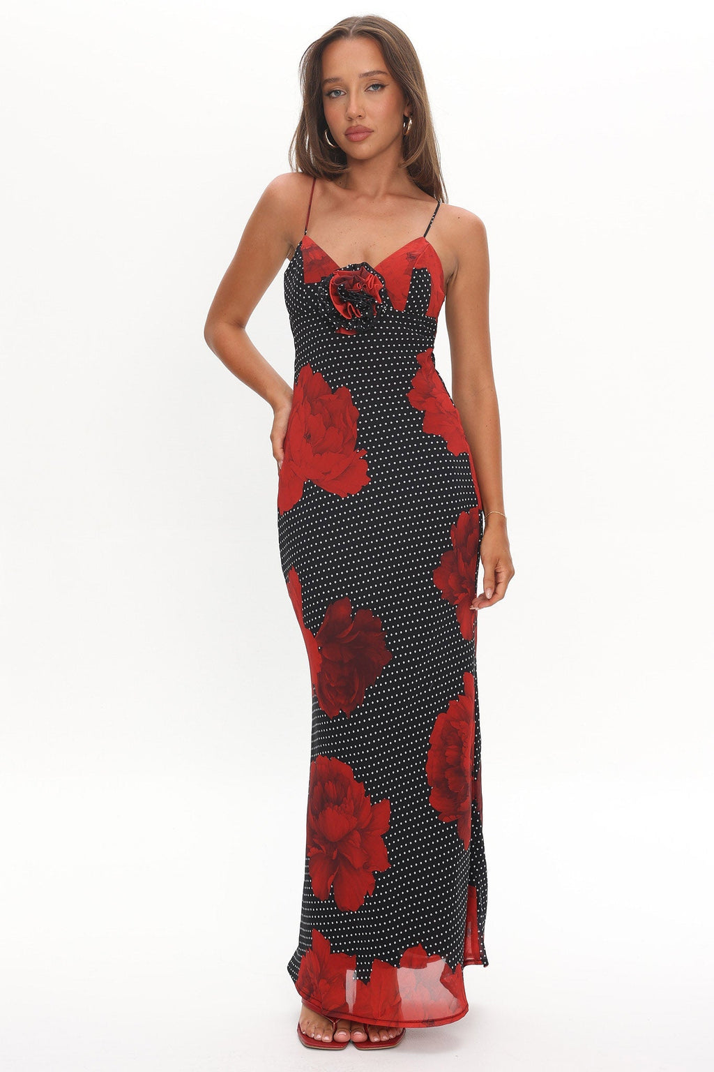 High Roller Rosette Maxi Dress Print Black