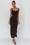 This Magic Moment Pearl Trim Maxi Dress Black