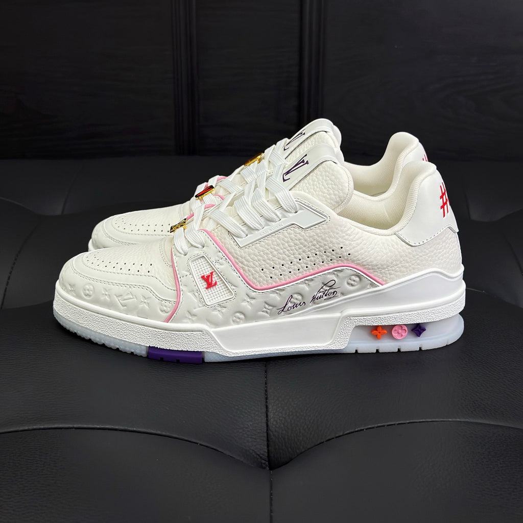 Louis Vuitton Men's And Women's Spring/summer Fashion Casual Round Toe Flat Lace Up Leather Low Top Casual Shoes #78352