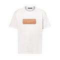 Louis Vuitton Men's Summer Leather Applique Solid Color Cotton Round Neck Short Sleeve T-Shirt #75636