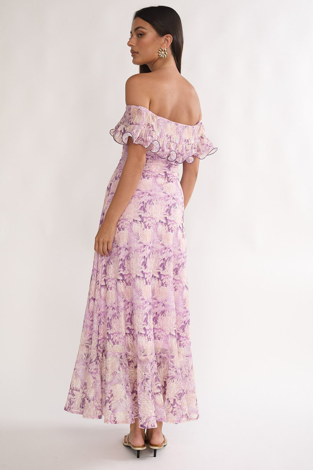 Moonlit Magic Off-Shoulder Maxi Dress Floral Dress