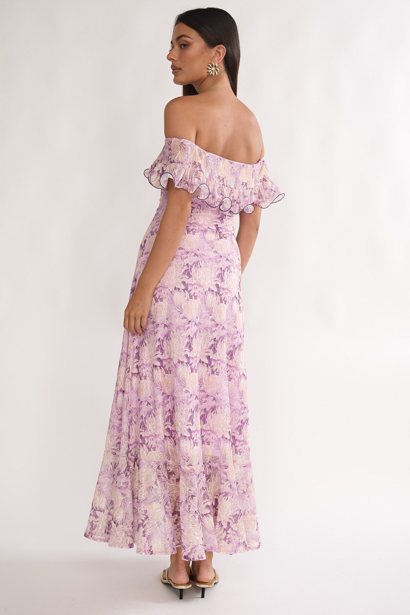 Moonlit Magic Off-Shoulder Maxi Dress Floral Dress