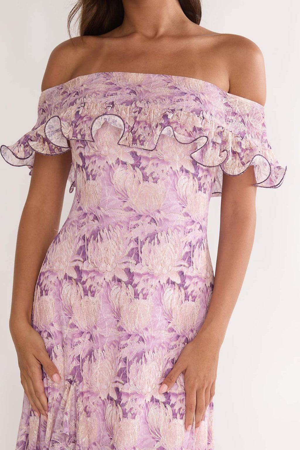 Moonlit Magic Off-Shoulder Maxi Dress Floral Dress