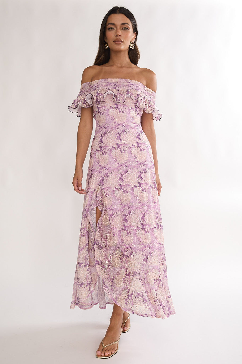 Moonlit Magic Off-Shoulder Maxi Dress Floral Dress